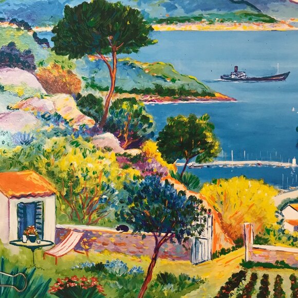 Ocean Paradise in Sicily Print Signed Francoise Gicot In Print On Paper 21 X 17 - Picture 2 of 6